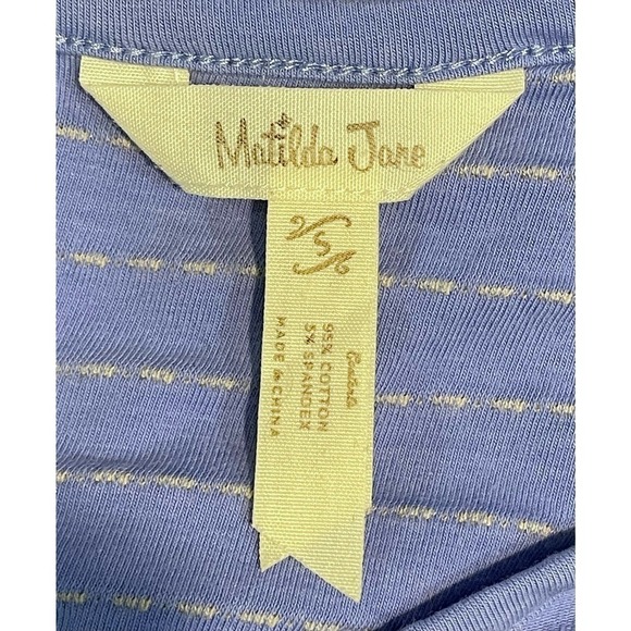 Matilda Jane Exploration Dress Light Blue Taupe Stripe Small Midi Casual - Picture 5 of 10